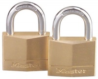 Master Lock 140T Solid Brass Keyed Alike Padlock with 1-9/16-Inch Wide Body and 7/8-Inch Shackle, 2-Pack