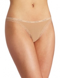 Calvin Klein Women's Bottom's Up Thong, Buff, Small