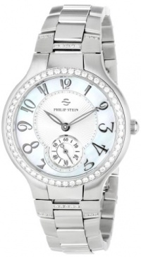 Philip Stein Women's 41D-FMOP-SSD Round Diamond Mother-Of-Pearl Diamond Stainless Steel Bracelet Watch