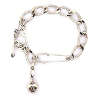 Juicy Couture Safety Pin Charm Bracelet Silver