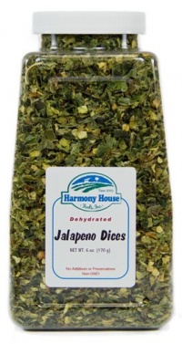 Harmony House Foods, Dried Jalapeno, Diced, 6 Ounce Quart Size Jar