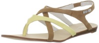 Calvin Klein Women's Sherlie Patent Kid Suede Sandal,Yellow/Camel,11 M US