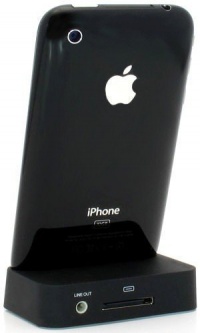 Black Charging Dock Cradle for Apple iPhone 4 with audio output