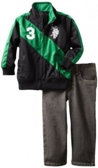 U.S. POLO ASSN. Boys 2-7 Jacket with Jean, Black/Green, 4T