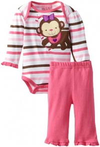 Carter's Watch the Wear Baby-Girls Newborn Monkey Bodysuit Pant Set, Dark Pink, 3-6 Months