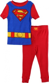 Superman Costume Red Young Boys Pajamas PJs Set Size 4-10