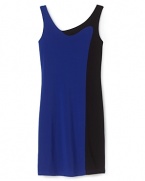 A slinky, sleeveless dress for your aspiring fashionista, this simply elegant dress revels in a rich cobalt with contrast black colorblocks for a touch of intrigue.