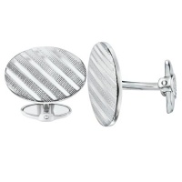 Dolan Bullock Sterling Silver Diagonal Pattern Oval Cuff Links