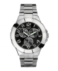 A good sport: a structured steel timepiece by GUESS.