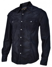 True Religion Brand Jeans Men's Rocky Stretch Corduroy Western Shirt-Black