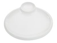 CAC China TRY-OV12 Party Collection New Bone White Porcelain Oval Platter with Sauce Compartment, 12-Inch by 9-Inch by 3/4-Inch, Box of 12