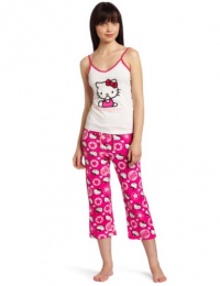 Hello Kitty Women's Hk Dreaming Of Love Pajama Pant Set With Tank Top And Printed Pant, White, Large