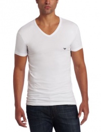 Emporio Armani Men's Eagle V-Neck Tee, White, Large