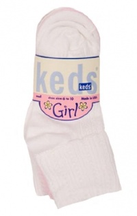 Keds Little Kid Girls 3 Pack White Pink Scalloped Dress Socks