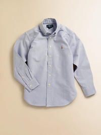 An all-season favorite and wardrobe essential in soft cotton oxford. Button-down collar Long sleeves with button barrel cuffs Button placket Embroidered polo pony logo Back yoke and box pleat Shirttail hem Cotton Machine wash Imported Please note: Number of buttons may vary depending on size ordered. 