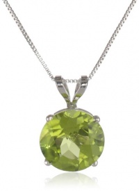 10k Gold Round Gemstone Pendant Necklace (8mm)