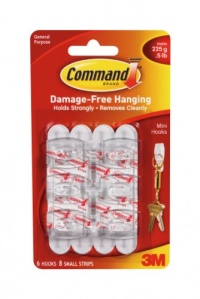 Command Mini-Hooks, White, 6-Hook