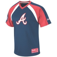 MLB Atlanta Braves Jetstream V-Neck Synthetic Raglan Fashion Top Men's