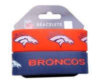 NFL Denver Broncos Silicone Rubber Bracelet Set, 2-Pack