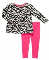 She'll be jungle jolly in this fun zebra print microfleece top with matching solid leggings by Carter's.