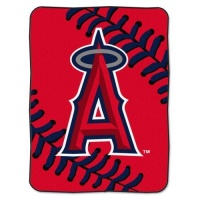 MLB Los Angeles Angels 60-Inch-by-80-Inch Raschel Plush Blanket Big Stitching Design