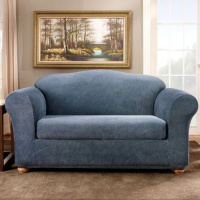 Sure Fit Stretch Stripe 2-Piece Sofa Slipcover, Navy