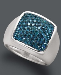 Giani Bernini Sterling Silver Ring, Square Fireball Blue Crystal Druzy Ring size 7