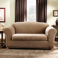 Sure Fit Stretch Stripe 2-Piece Loveseat Slipcover, Brown