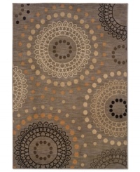 Dream weaver. The Pinwheel area rug from Sphinx incorporates a soothing, earthy palette with a few pops of sweet color all in a mesmerizing and detailed design. Woven of durable, long nylon fibers that also offer a soft hand, it serves to enliven any space with beautiful movement.