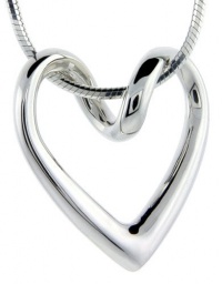 Sterling Silver Floating Heart Necklace Flawless Quality, 3/4 x 3/4 inch wide