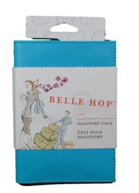 Belle Hop Blue Leather Passport Holder Travel Case