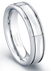 CleverEve 6 mm Tungsten Carbide Ring Laser Etched Design Polished Tungsten Wedding Band (From Size 8 to 12)