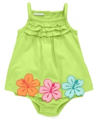 First Impressions Infant Girls Lime Green Hibiscus Sunsuit, 0-3 Months