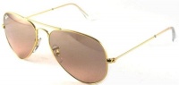 Ray-Ban RB3025 Aviator Large Metal Sunglasses 62 mm, Non-Polarized, Gold Frame/Pink Mirror Lens