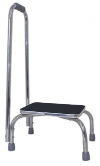 Duro-Med Foot Stool with Support Handle, Silver/Black