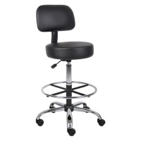 Boss B16245-BK Caressoft Medical/Drafting Stool with Back Cushion