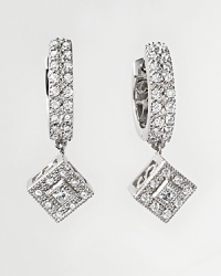 From the Flamme Blanche collection, white gold round diamond hoop earrings with charm. Designed by Charriol.