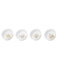 Mikasa offers a fresh take on a classic dinnerware pattern in Antique Garden cereal bowls. Featuring the vintage-style porcelain of the Antique White collection combined with colorful floral prints.