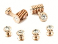 Rose-Gold-Tone Clear Swarovski Barrel Formal Set by Cuff-Daddy