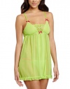 Betsey Johnson Women's Rebel Rose and Tricot Babydoll, Lily Pad, Small