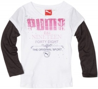 Puma - Kids Girls 2-6x Puma Studded Slider Shirt, White, 4