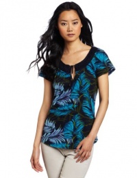 Lucky Brand Women's Thalia Palm Short Sleeve Top