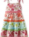 Blueberi Boulevard Girls 2-6X TG Flower Tier Layer Sundress, Multi, 4T