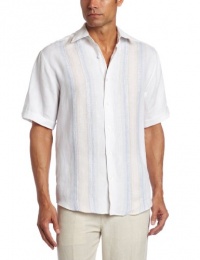 Cubavera Men's Short Sleeve Engineer Stripe With Embroidered Shirt