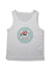 Light of Mine Designs Pirate on Aqua Rib Cotton Infant Tank Top, 6-12 Months