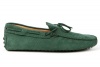 Tod's Mens Shoes Green Leather Gommino Front Tie Moccasins