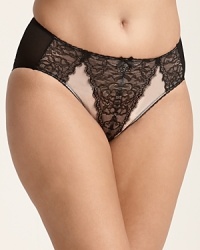 Vintage-inspired high cut briefs with beautiful Chantilly lace trim. Style #841186