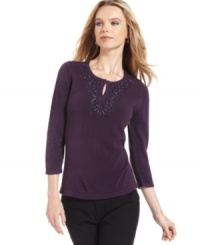 Elegant beading makes Debbie Morgan's petite sweater stand out from the crowd!