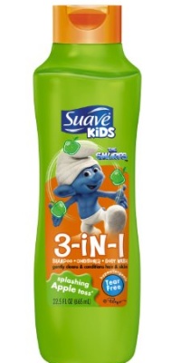 Suave  Kids 3 In1 Shampoo, Conditioner & Body Wash, Splashing Apple Toss, 22.5Ounce Bottle (Pack of 6)