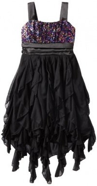 Ruby Rox Girls 7-16 Sequin Top with Corkscrew Skirt, Black/Multi, Medium